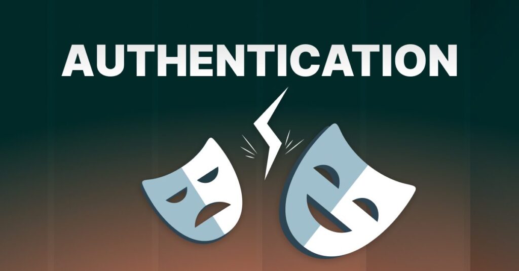 Playwright masks with lighning bolt and authentication text