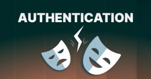Playwright masks with lighning bolt and authentication text