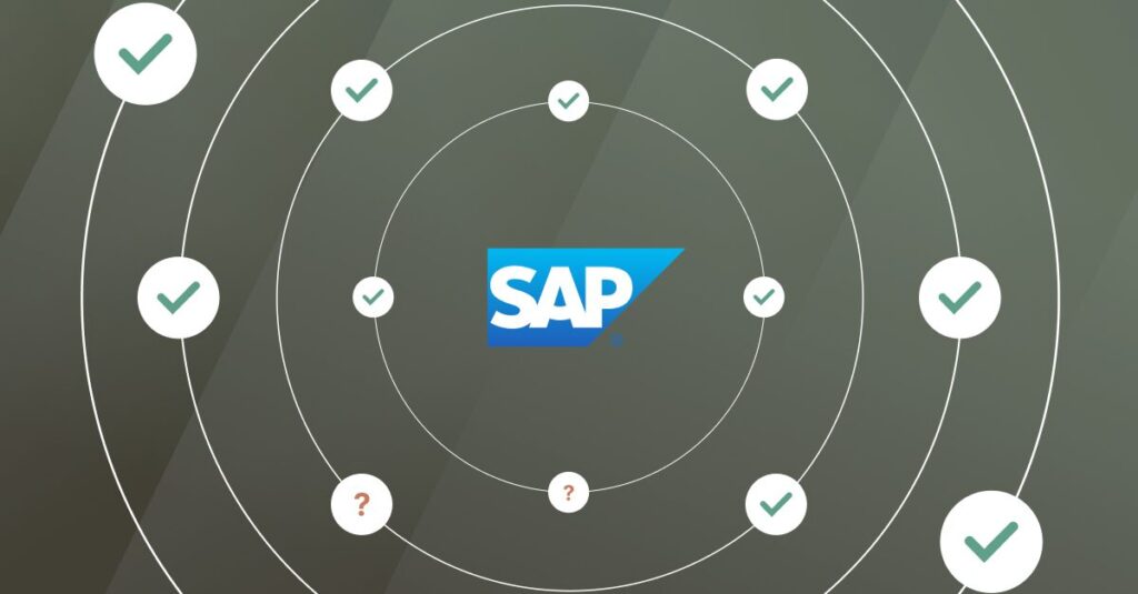 sap logo in a network of check marks
