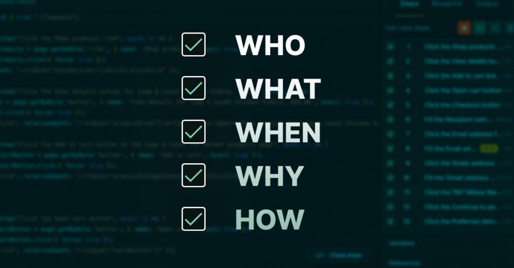 List of questions asked in test evidence inquiries